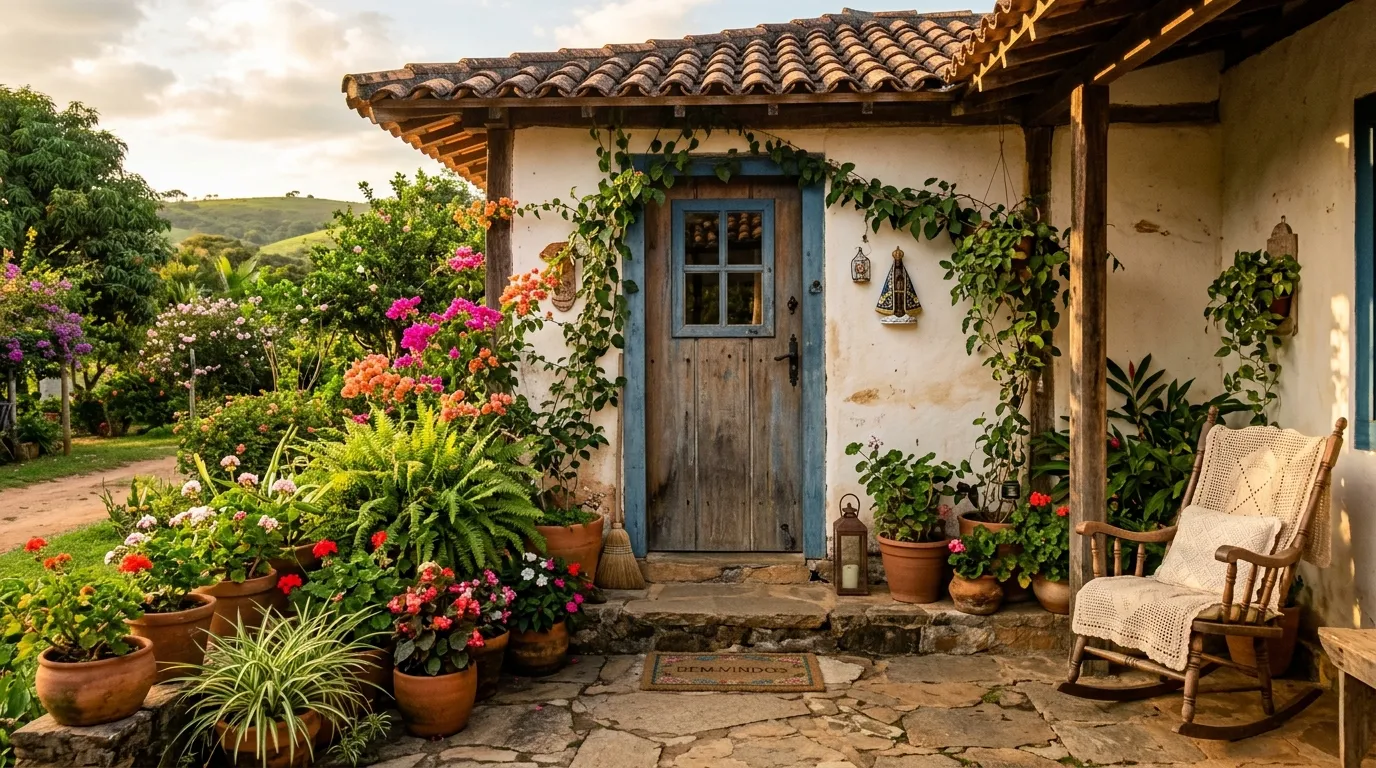 Fachada de casa acolhedora abençoada e protegida